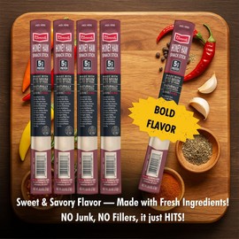 Jerky.com Honey Ham Pork Jerky Snack Sticks 10 Pack | 5g Protein, 90 Calories, Gluten-Free, Individually Wrapped, Keto Friendly, Low Carb Snack | Delicious Sweet & Savory Jerky Meat Sticks | Gifts for Men