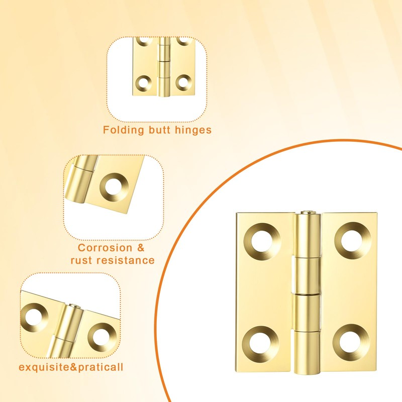 10 Sets Small Hinges with Screws Mini Solid Brass Hinges