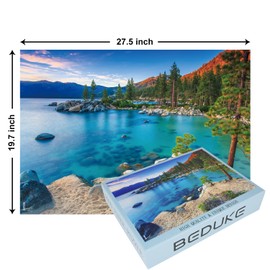 BEDUKE Jigsaw Puzzles for Adults 1000 Pieces Lake Tahoe Precise Interlocking Thick Sturdy 1000 Piece Puzzle Age 14+ Family Game