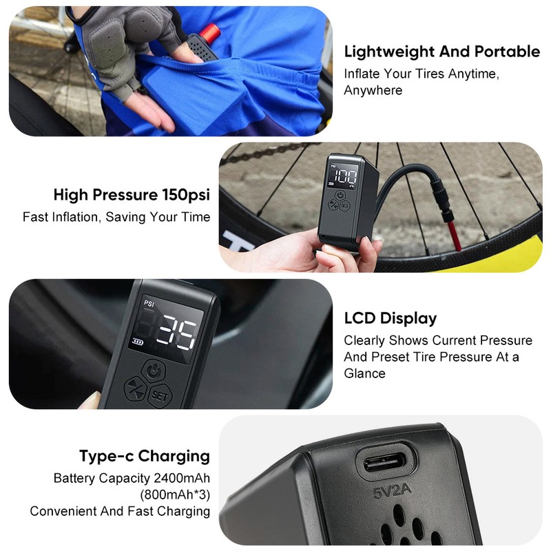 Tiny Air Pump Portable Smart Pump for Car Tires Inflatables