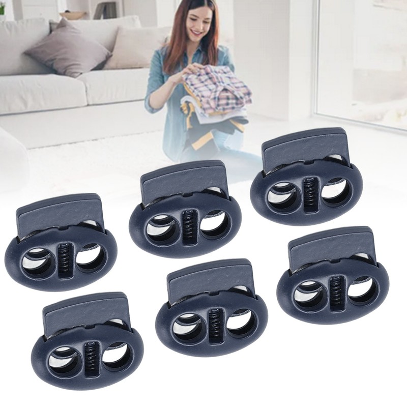 30pcs Metal Cord Lock End Toggle Double Hole Spring Stopper