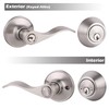 Satin Nickel Keyed-Alike Door Levers and Double Cylinder Deadbolts Combination