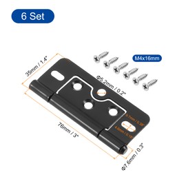 sourcing map 6Pcs 3x1.4 Inch Door Hinges Non-Mortise No Noise Bifold Door Hinges Plating for Cabinet Furniture Window Wardrobe with Screws, Dark