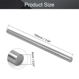 Utoolmart Tungsten Rods K10 Tungsten Steel Lathe Round Rod Solid Shaft Bar 6mm Dia 100mm Length