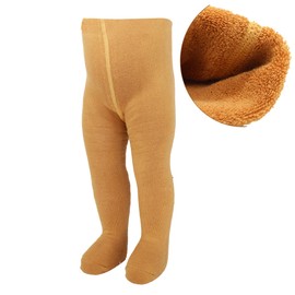 bistyle Baby Girls' Terry Tights, Soft, Organic Cotton Leggings, Children's Thermal Warm Tights with Non-Slip Sole, Newborn Warm Tights for Girls, mustard
