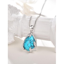 Palpitate Turquoise Necklace for Women 925 Sterling Stilver Premium Western Turquoise Necklace Pendant for Women Mom Wife Daughter Birthday Mothers Day Gifts