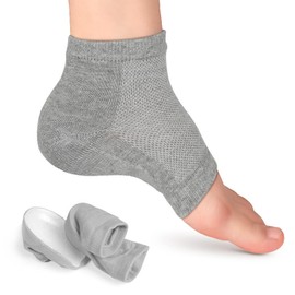 Heightening Wedge Insole Socks Invisible Silicone Height Increase Socks Heel Pad Insert for Plantar Fasciitis Pain Relive and Gait Correction Grey 3.5 CM/1.4 Inch Up