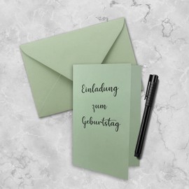 Neuser FarbenFroh 10 x A5 Folding Cards Set in Eucalyptus Green Includes DIN C5 Envelopes, Blank Folding Cards 14.8 x 21 cm, Very Dimensionally Stable, Suitable for Printers