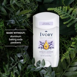 Ivory Desodorante sin aluminio, con un toque de lavanda, desodorante suave de 24 horas, probado por dermatólogos, sin bicarbonato de sodio, sin parabe