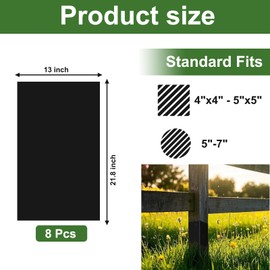 Post Sleeve, 21.8x13 Inch Fence Post Sleeve, Saver Posts 4x4 to 5x5 & 5"-7" Round， 2-Layer EVA+PVC Rot Proof Wrap, Fits Mailbox/Dog House/Deck Posts (8Pcs)