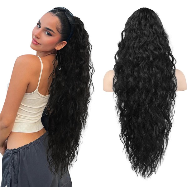 SEIKEA Ponytail Extension, 30" Lightweight Extra Fluffy Claw Clip Hair