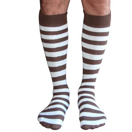 Chrissy's Socks Men's Striped Knee Socks Brown/White