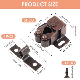 Ouligay 6 6 Stück Schranktür Möbelschnäpper Doppel-Rollenschnäpper für Schrank Ball Roller Catch Schrankverschlüss Schranktür Kleiderschrank Tür Latch Fang Türschnäpper für Schränk Schranktüren