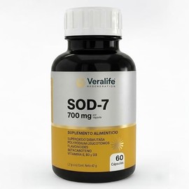 Veralife- SOD-7 Superóxido Dismutasa,Glutation-NAC, Polypodium y vitaminas 60 Cápsulas 700MG, Calidad Premium