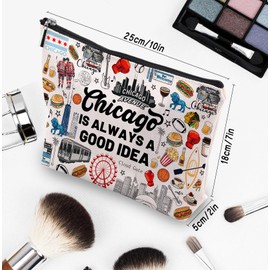 CEASQVAA Chicago Travel Souvenirs - Cosmetic Bag, Themed Gifts for Travellers, Women & Friends