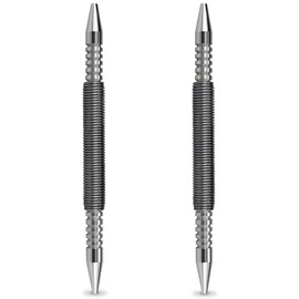 ZATUX 2 Pcs Dual Head Nail Setter 3/32″ and 1/8″ Spring Loaded Nail Set Hammerless Double Ended Nail Punch Tool, 3500 PSI Striking Force Counter Punch