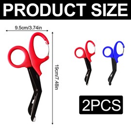 Ziyero Rescue scissors, bandage scissors, care bandage scissors, nurse clothes scissors, rescue service, ideal for professional use in emergency services or everyday tasks, red blue