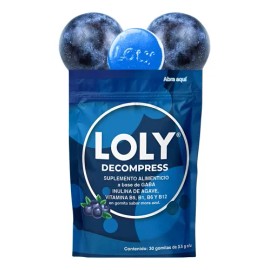 Gomitas Loly Decompress Mora Azul. A Base De Gaba. 30 Pzs.                                                                                            