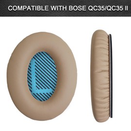 almohadillas para orejas de repuesto para Bose QuietComfort 35/Quiet Comfort 35 II (qc 35/QC35 ii), fundas para auriculares de alta densidad, algodón de memoria, piel suave, aislamiento de ruido adaptable, almohadillas para orejas para auriculares