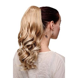WIG ME UP - SDM13045-16TKB88 Ponytail Hairpiece extension long slightly wavy curving tips blond mix buttterfly claw grip 22inch