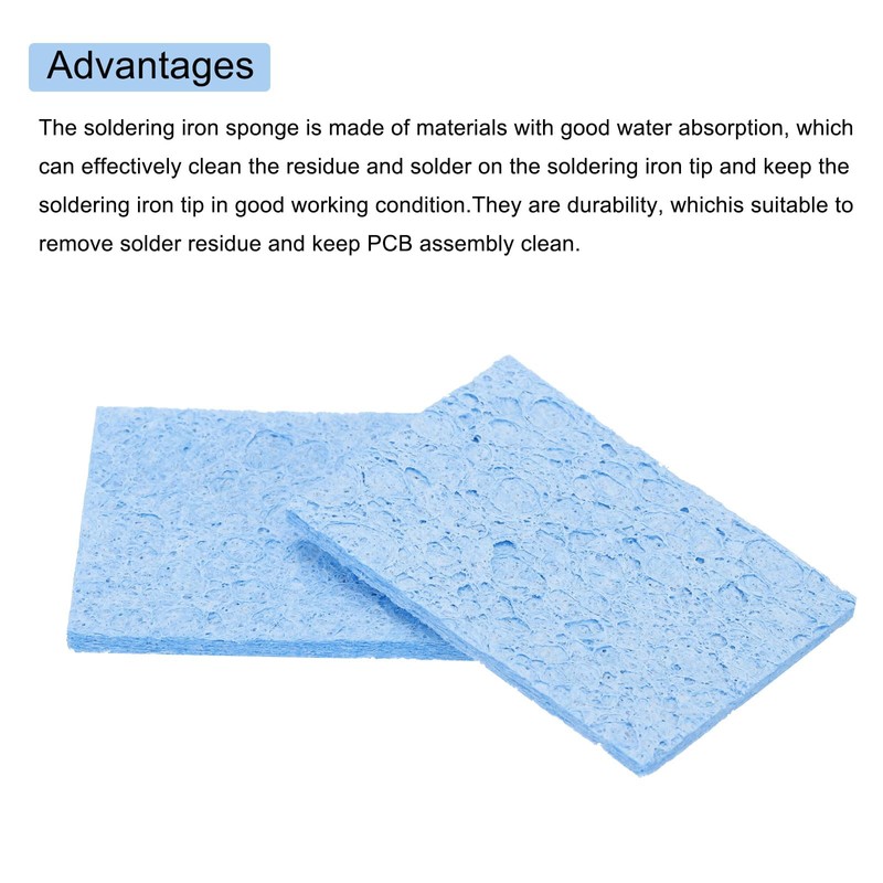 sourcing map 25PCS Soldering Sponge 50 x 35mm Rectangle Blue