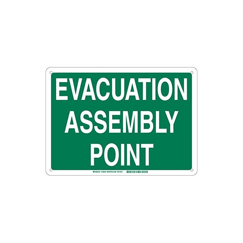 Brady 139655 Aluminum "EVACUATION ASSEMBLY POINT" Sign, Text, 10" H