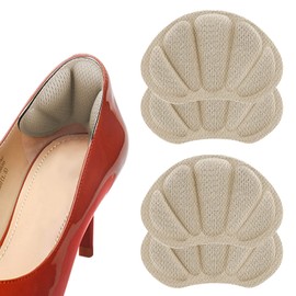 2 Pairs Heel Grips Shoe, Heel Cushion Pads Set for Shoes Too Big Heel Grips Shoe Pads Inserts Liner Self (Beige)
