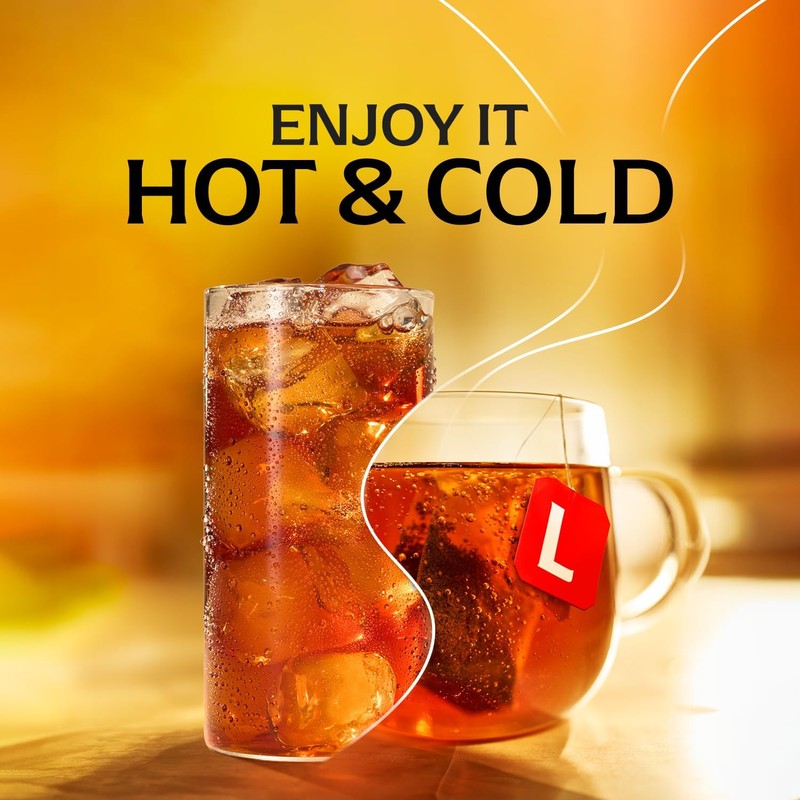Lipton Black Tea Bags, Hot or Iced High Caffeine Tea,