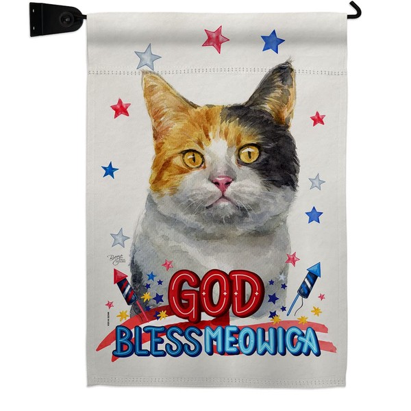 Breeze Decor Patriotic Dilute Calico Garden Flag Set Mailbox Hanger