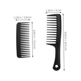 SAFIGLE 2pcs Portable Wide Tooth Hair Detangling Combs Static Travel Hair Styling Tool for Men Women Students for Wet and Dry Use Black