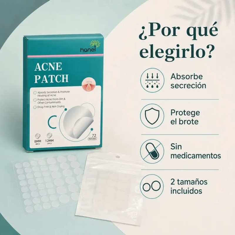 Parches Antiacné Absorben Grasa Espinillas Granitos 72 Pz