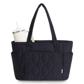 Ceneda Tote Bag for Women With 40oz Cup Holder, Puffer Work Laptop Tote Bag With Zipper for Travel, Teacher, Nurse