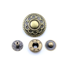 10 Sets Metal Retro Round Button for DIY Sewing Craft Clothing Handmade Antique Gold Snap Buttons (#1 Antique Gold,21.5mm)