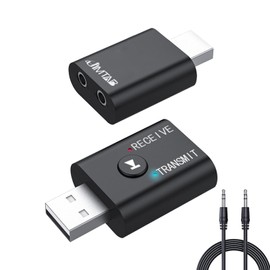 JIMTAB USB Bluetooth Adapter, 2 in 1 Wireless Bluetooth 5.0 Transmitter Receiver Converter, 2.3.5mm Audio for TV, Home & Car Stereos, Headphones, Speakers, PC