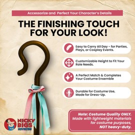 Nicky Bigs Novelties 59” Long Shepherd Staff Prop for Shepherd Costume Adult, Fake Walking Cane for Men and Wizard Staff.