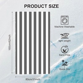 ZSYIULIA Large Beach Towel 160x90cm - Quick Dry Microfibre & Sand-Free Double Sided Design | 100% Recycled Compact Travel Towel for Yoga, Gym, Beach with Carry Bag