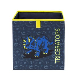 Belmil Storage Cube Foldable Toy, Clothes, Shoes Storage Box for Kids/Dinosaurs, Triceratops/Blue (305-17 Triceratops)