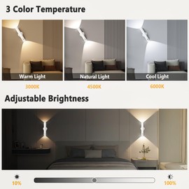 Hapfish Battery Operated Wall Sconces Decor Set of Two, Motion Sensor Rechargeable Cordless Wall Lights Indoor, Metal Magnetic Wireless Rotatable, Portable LED Night Lamp for Hallway Bedroom Stair