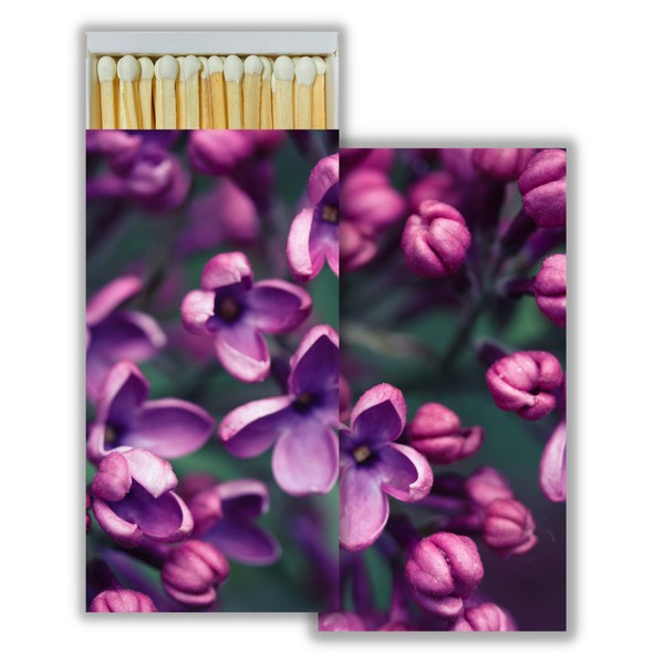 Lilacs Decorative Match Boxes with Wooden Matches - Great for Lighting Candles, Fireplaces, Grills and More | Set of 10