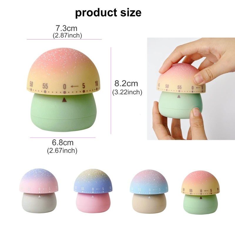 NUOSWEK Mechanical Kitchen Timer, Cute Mushroom Timer for Kids, Wind