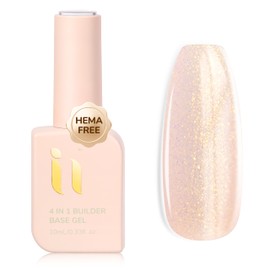 idyllbeauty idyllbeauty Hema Free Builder Base Gel, Soak Off Sparkle Builder Base for Nail Repair, Nails Strengthening Hypoallergenic Gel LED UV Curing 10ml, Salon Shine Finish