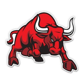 Angry Red Bull Charging - 12" Vinyl Sticker Waterproof Decal
