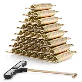 LUDACOO 5.5" Trampoline Springs, Heavy Duty Stainless Steel Trampoline Accessories with Swivel & Straight Hooks, Universal Trampoline Replacement Parts Includes T-Hook Tool, 48 Pack