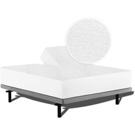 1 Pc Flex Head King Waterproof Mattress Protector for Sleep Number Adjustable Beds, 100% Terry Cotton, Fitted Style 34" Half Split Mattress Cover, Fits Upto 16 Inch Deep Pocket, 78" x 80, White