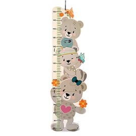 Hess Wooden Toy 14632 Wooden Height Chart for Children, Bear Nature Series, Handmade, Foldable, Suitable for a Height of Approx. 80 to 150 cm