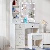 Yamissi Makeup Vanity Set Dressing Table Desk with Stool LED
