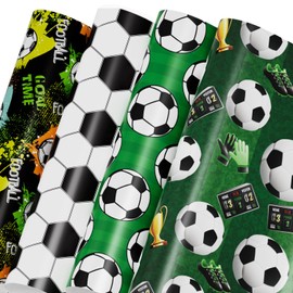 Mpanwen Soccer Wrapping Paper for Boys Kids, 12 Sheets Soccer Theme Gift Wrap Soccer Ball Wrapping Paper for Christmas Birthday Holiday - 20 x 29.5 Inches Per Sheet