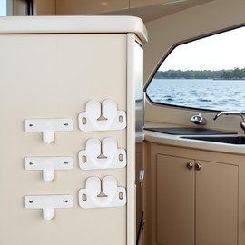 Cauaoa 3 Pieces Marine Boat Ball Catch Door Latch, White Plastic Cabinet Hardware with Spring Back Plates, Cabinet and Furniture Door Catches