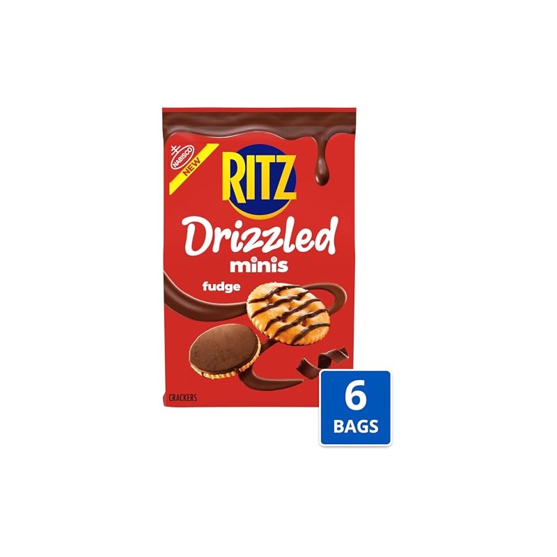 RITZ Drizzled Minis Fudge Crackers, Snacks for Kids and Adults,