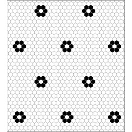 Itsy Bitsy Mini Black and White Hexagon Flower Tile Dollhouse Flooring Wallpaper 1:12 Scale Peel and Stick 12In x 18In Self-Adhesive, SF-O-WAL1597-PS-L